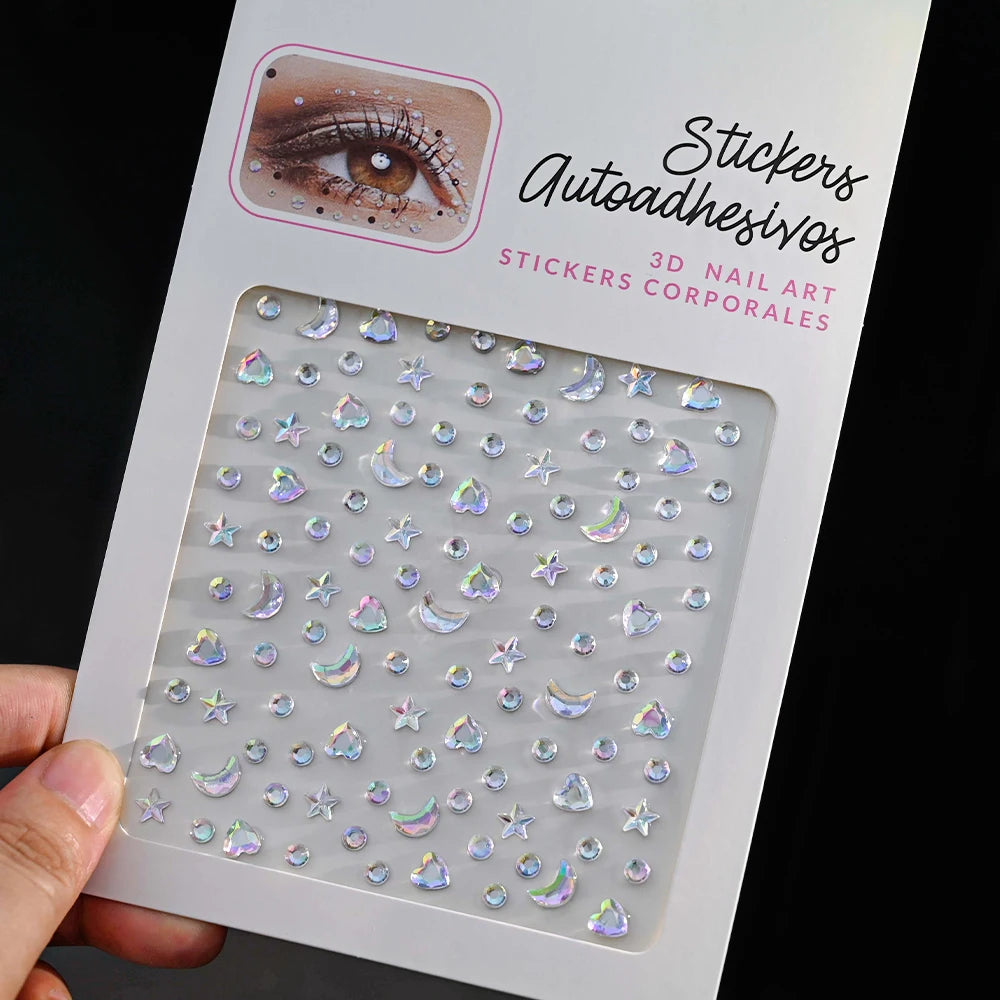 900pcs Face Gem Stickers Self Adhesive Waterproof