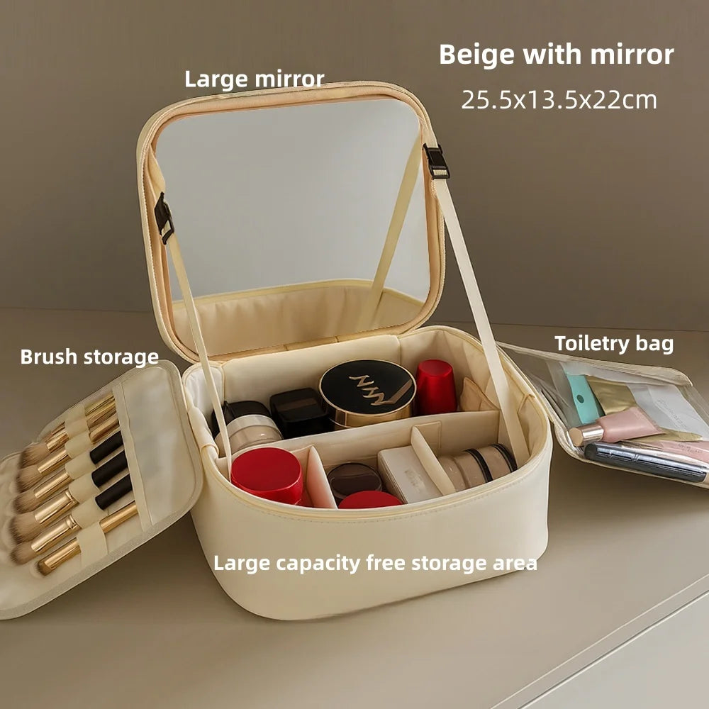 Makeup Bag With LED Mirror Large Capacity Bag and Organizer