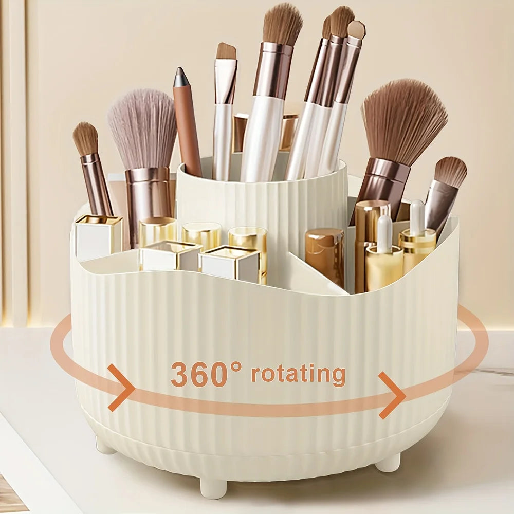 Desktop Rotating Makeup Organizer Cosmetics Storage Box Slot Makeup Versatile Holder for Brushes