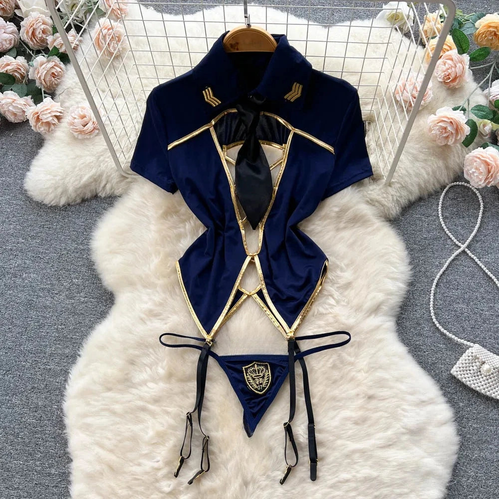 Sexy Lace Strap Jumpsuit Slim Fit Transparent Erotic Lingerie Catsuit