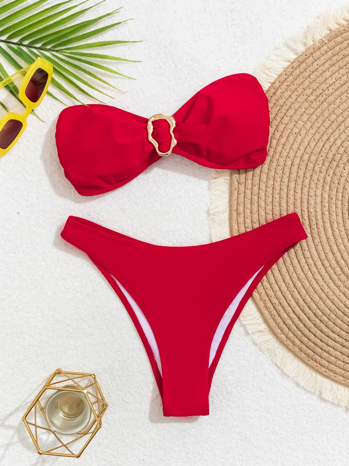 Sexy Bandeau Push-Up Bikini Set - Brazilian Thong Swimwear