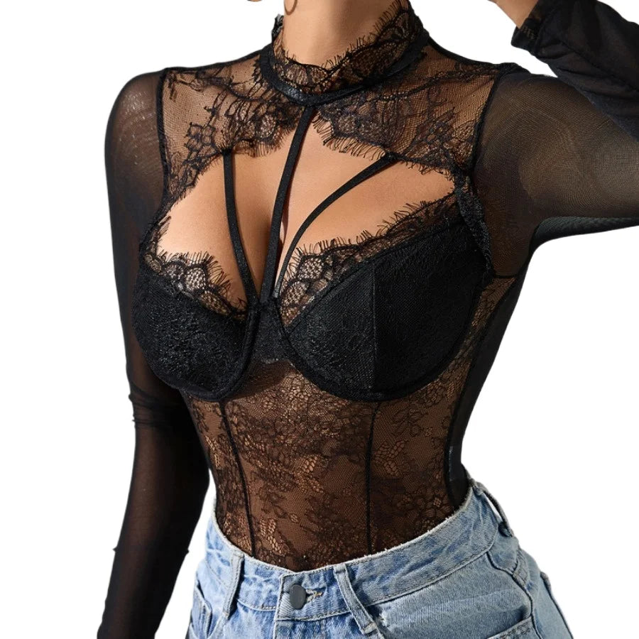 Sexy Lace Corset Bodysuit Lingerie with Underwire