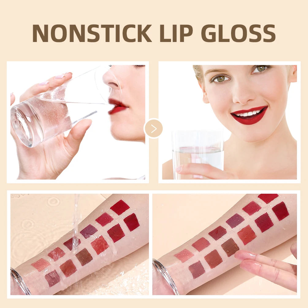 12pcs/set Matte Lip Gloss Waterproof Lasting Liquid Lipstick