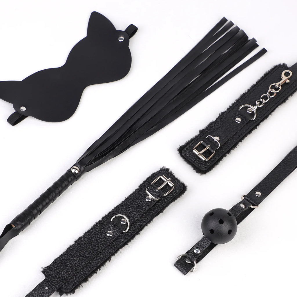 4pcs/Set Erotic Sex Toys Couples Games PU Leather Bondage BDSM Kit ﻿