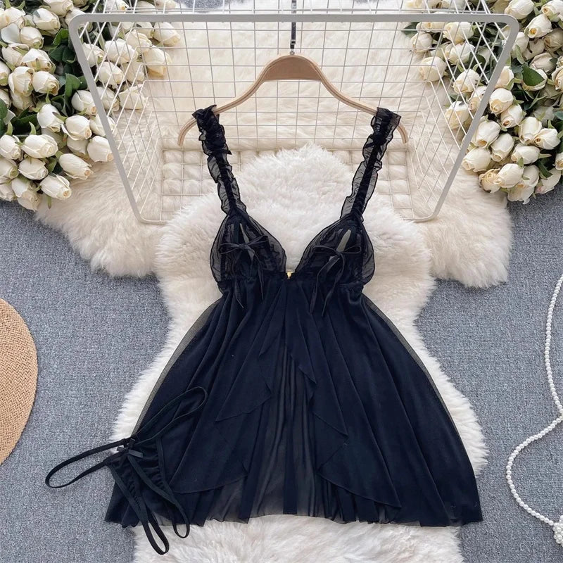 Sexy Lace Strap Jumpsuit Slim Fit Transparent Erotic Lingerie Catsuit