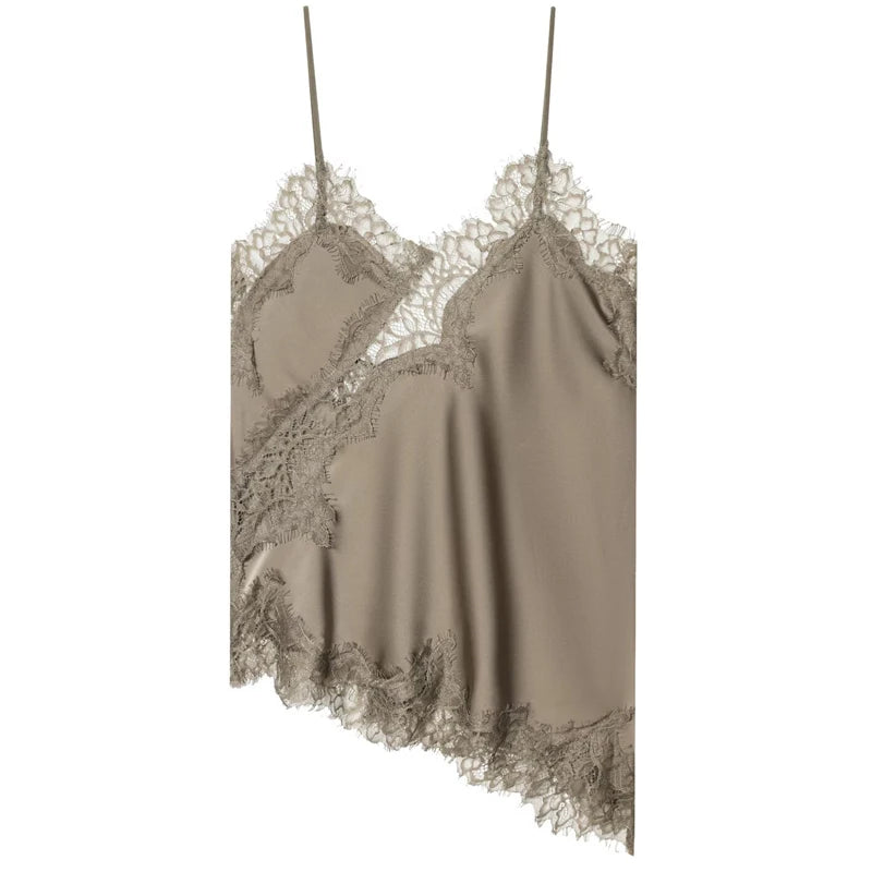 Asymmetrical Slip Top Women Tanks & Camis Lace Black Off Shoulder Backless