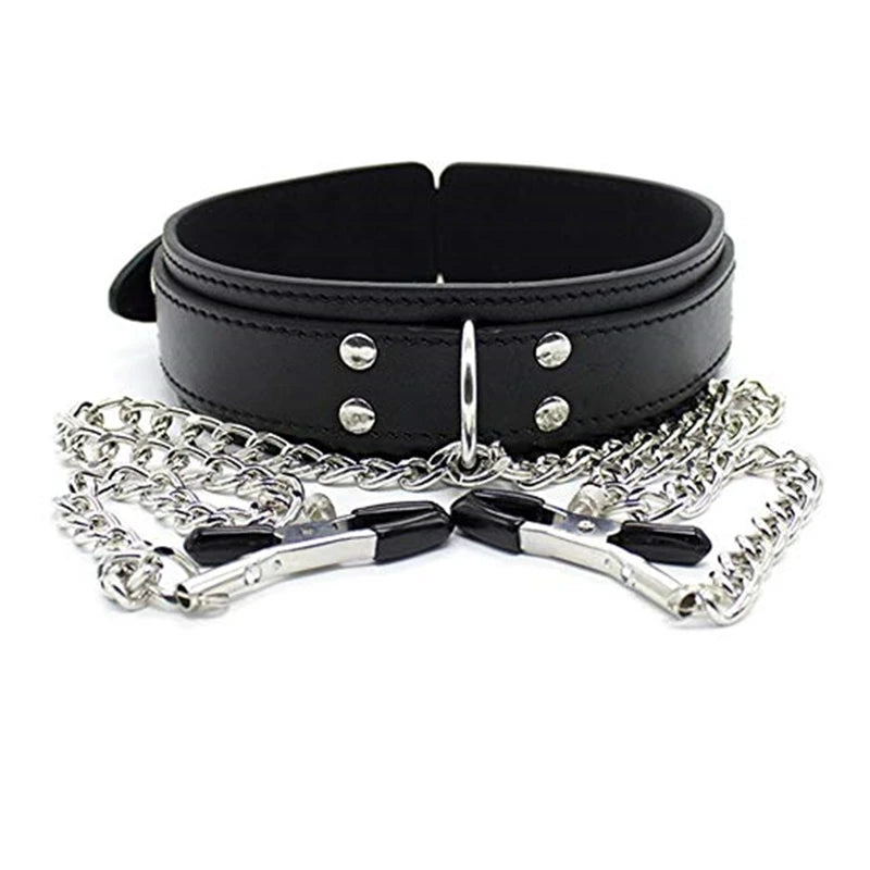 Bondage Fetish Collar Chain Collars Nipple Clamps
