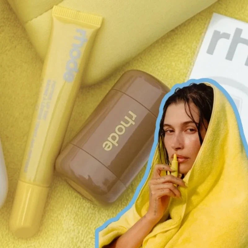 RHODE Lemontini Makeup Toiletry Bag Lip Gloss and Blusher Lip Oil Balm Blush Milk Essence Facial Cleanser