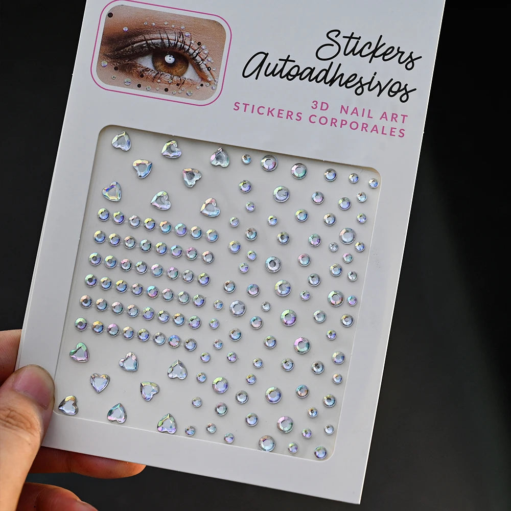 900pcs Face Gem Stickers Self Adhesive Waterproof