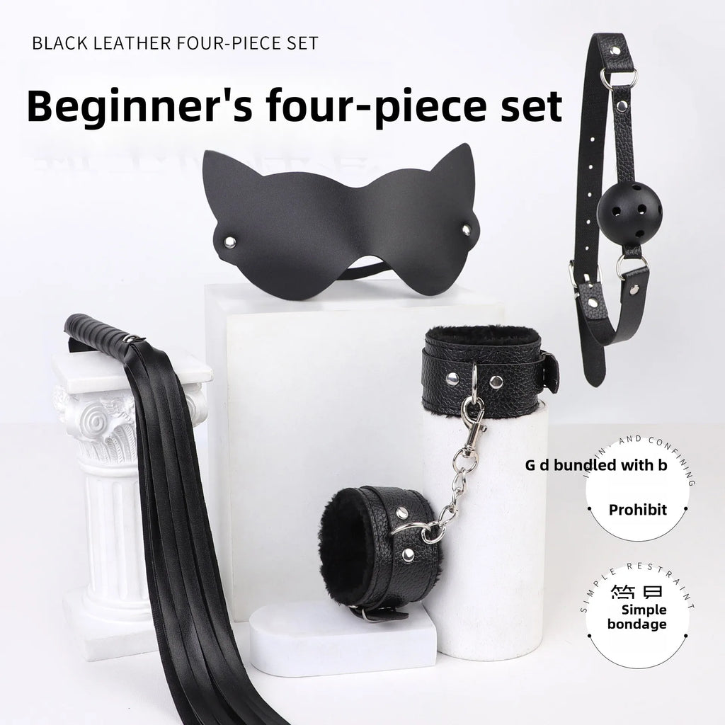 4pcs/Set Erotic Sex Toys Couples Games PU Leather Bondage BDSM Kit ﻿