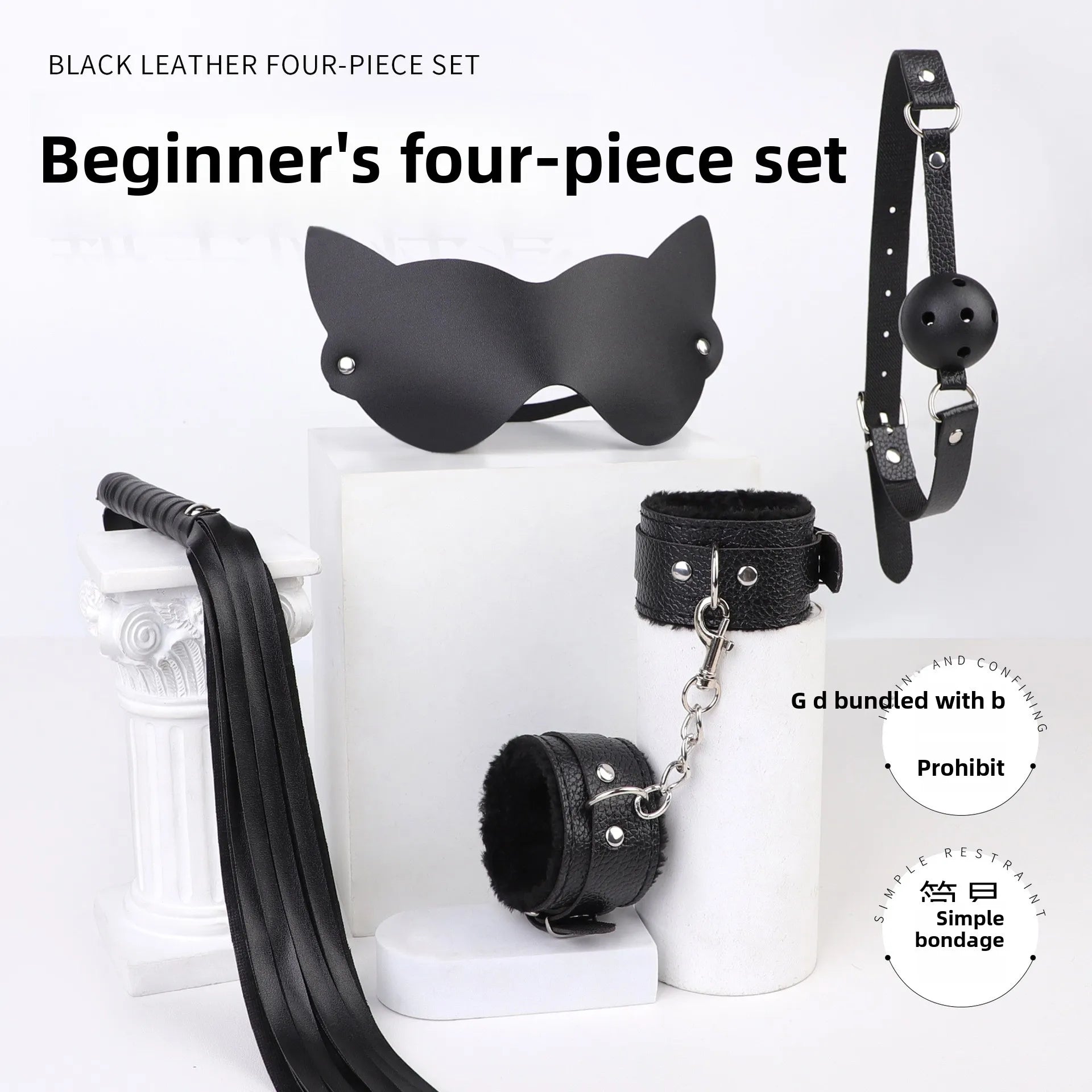 4pcs/Set Erotic Sex Toys Couples Games PU Leather Bondage BDSM Kit ﻿