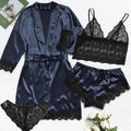 Women's Sexy Pajamas Lingerie Shorts 4-piece Lace Camisole Pajama Set