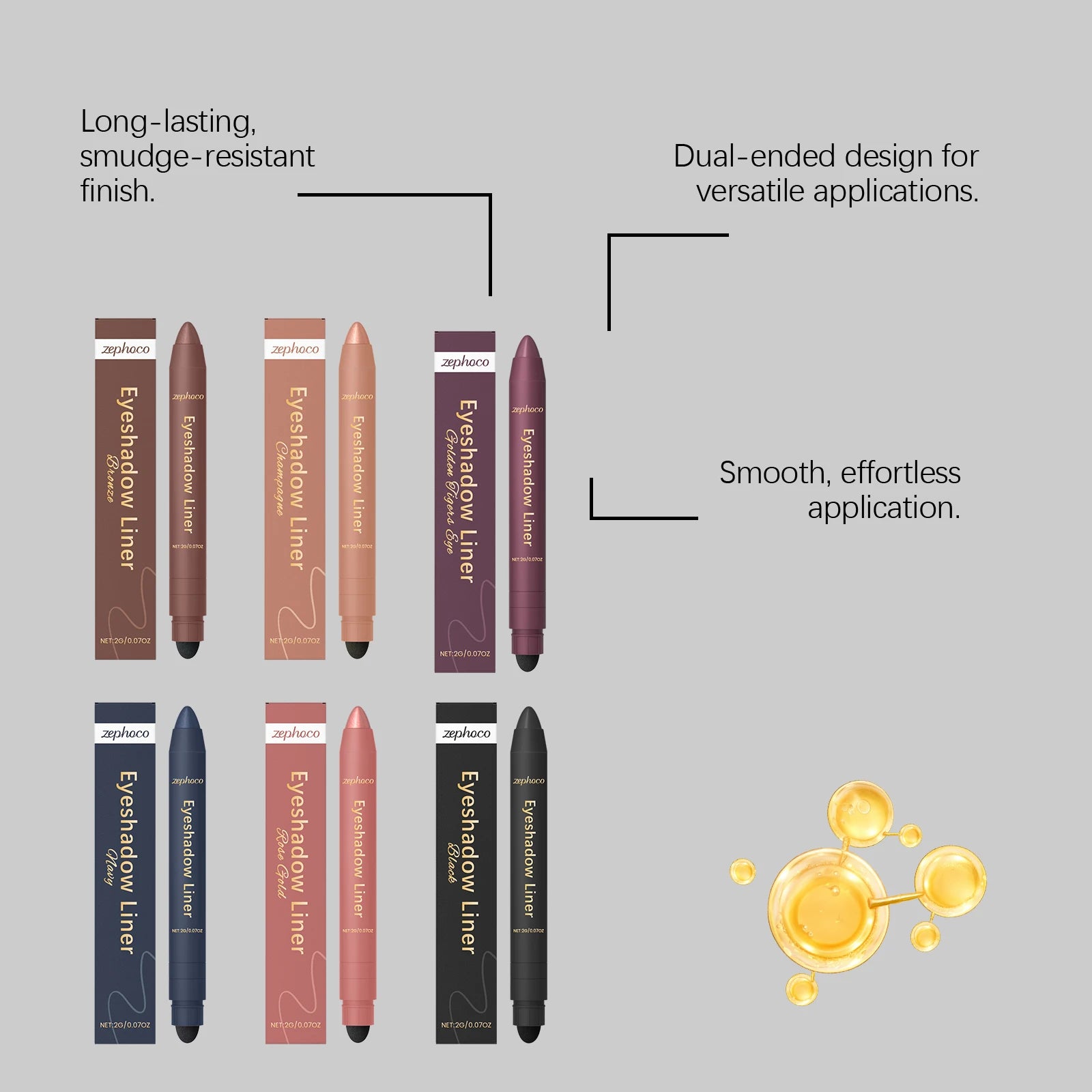 2in1 Eyeliner Pen Smudge Proof Waterproof Formula