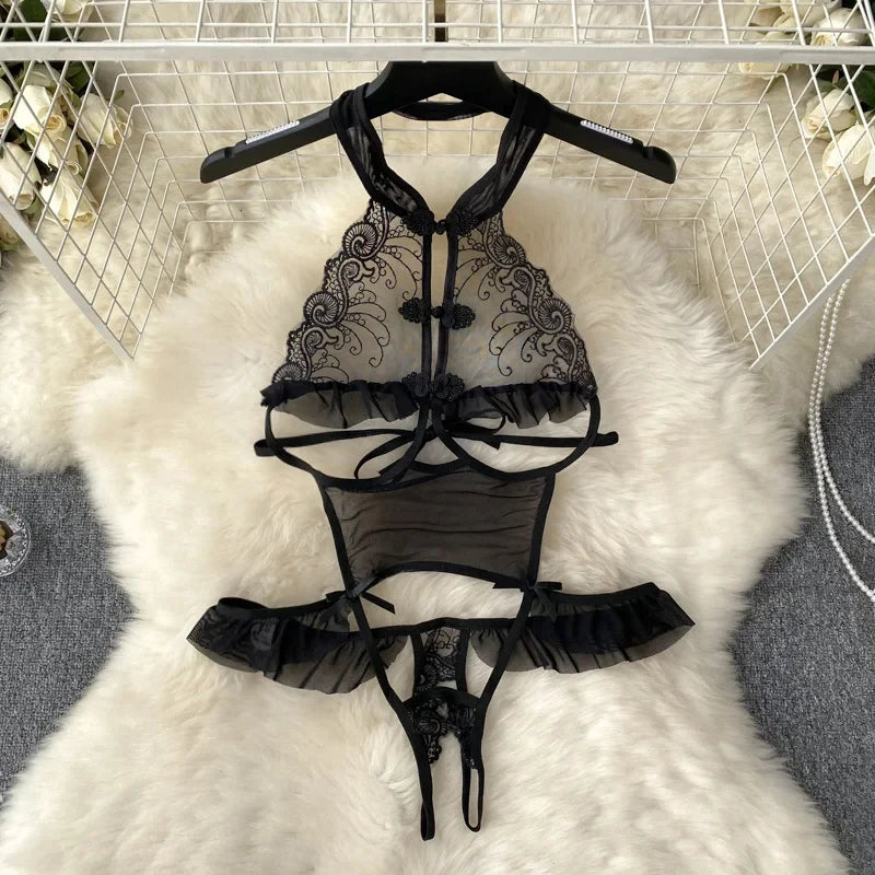 Japanese Sexy Print Kimono Women's Erotic Lingerie