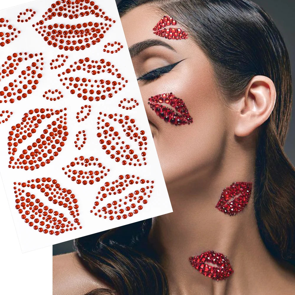 900pcs Face Gem Stickers Self Adhesive Waterproof
