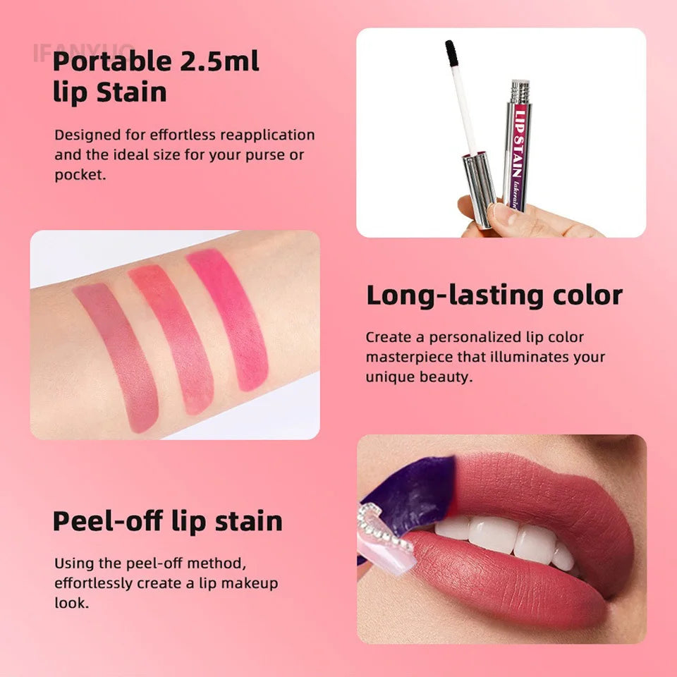 Peel Off Tattoo Lipgloss Waterproof Liquid Matte Lip Tint Tear-off Lip Stain
