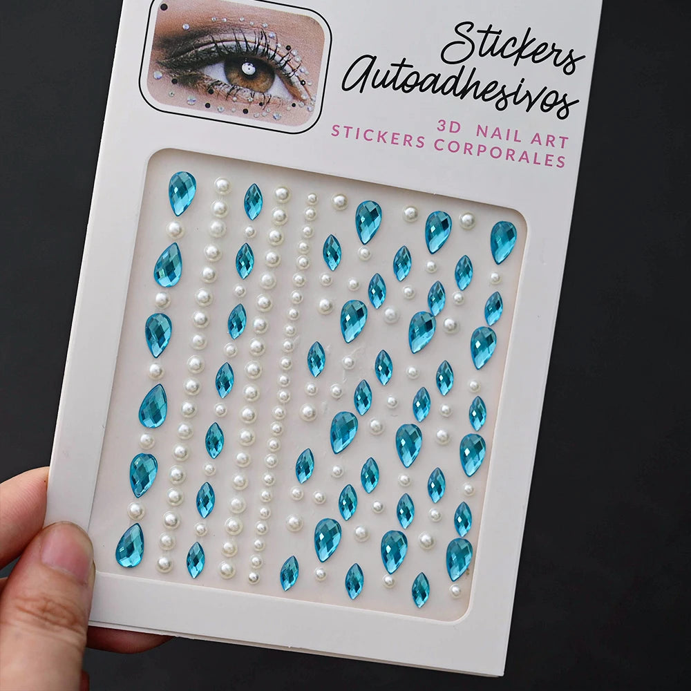 900pcs Face Gem Stickers Self Adhesive Waterproof