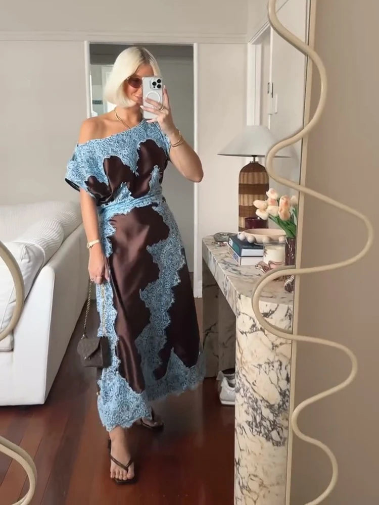 Elegant Lace Patchwork Long Women's Dress