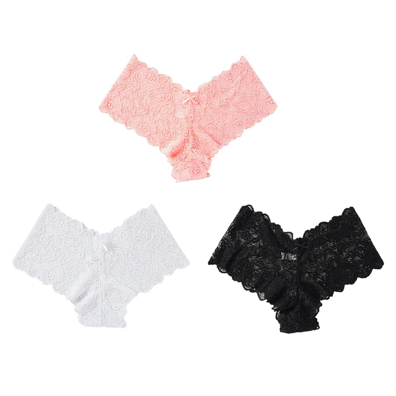 3Pcs Sexy Floral Lace Panties Women Briefs