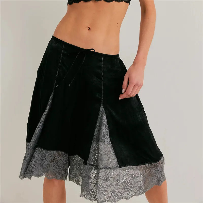 Women Lace Trim Shorts  Satin Low Rise Half Slip Pajamas Cute Bow Pants