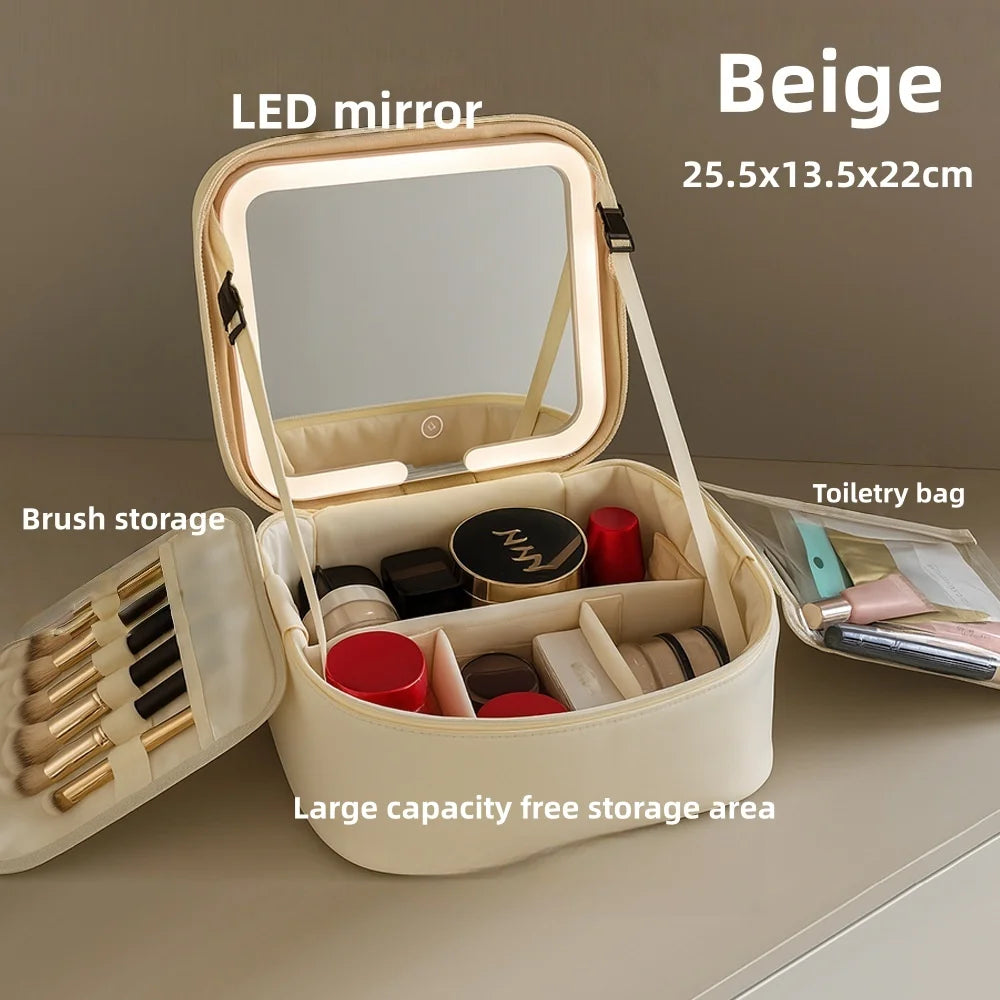 Makeup Bag With LED Mirror Large Capacity Bag and Organizer