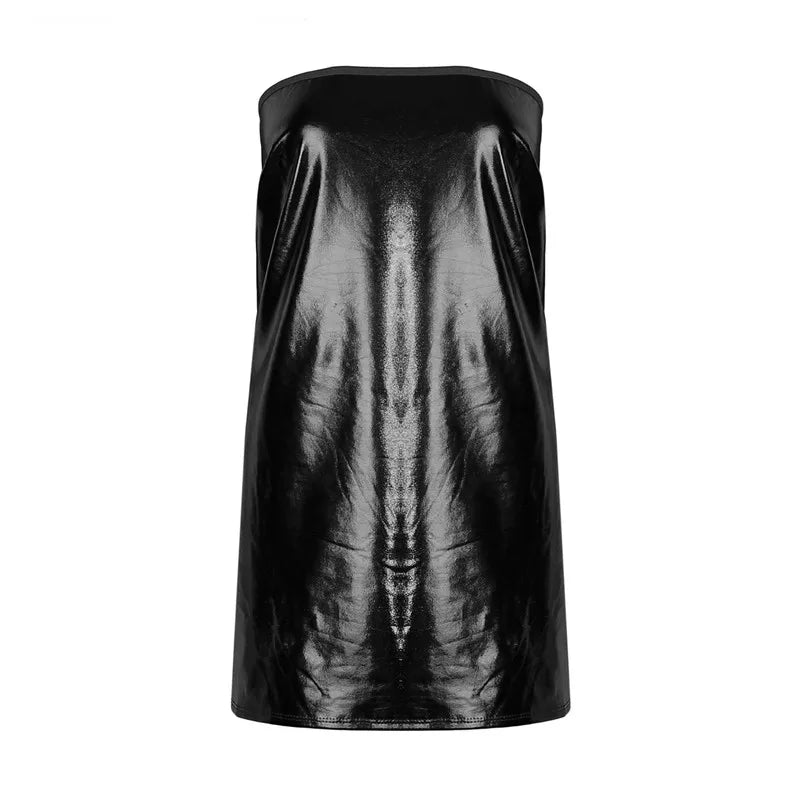 Solid Color Dress Clubwear Imitation Leather