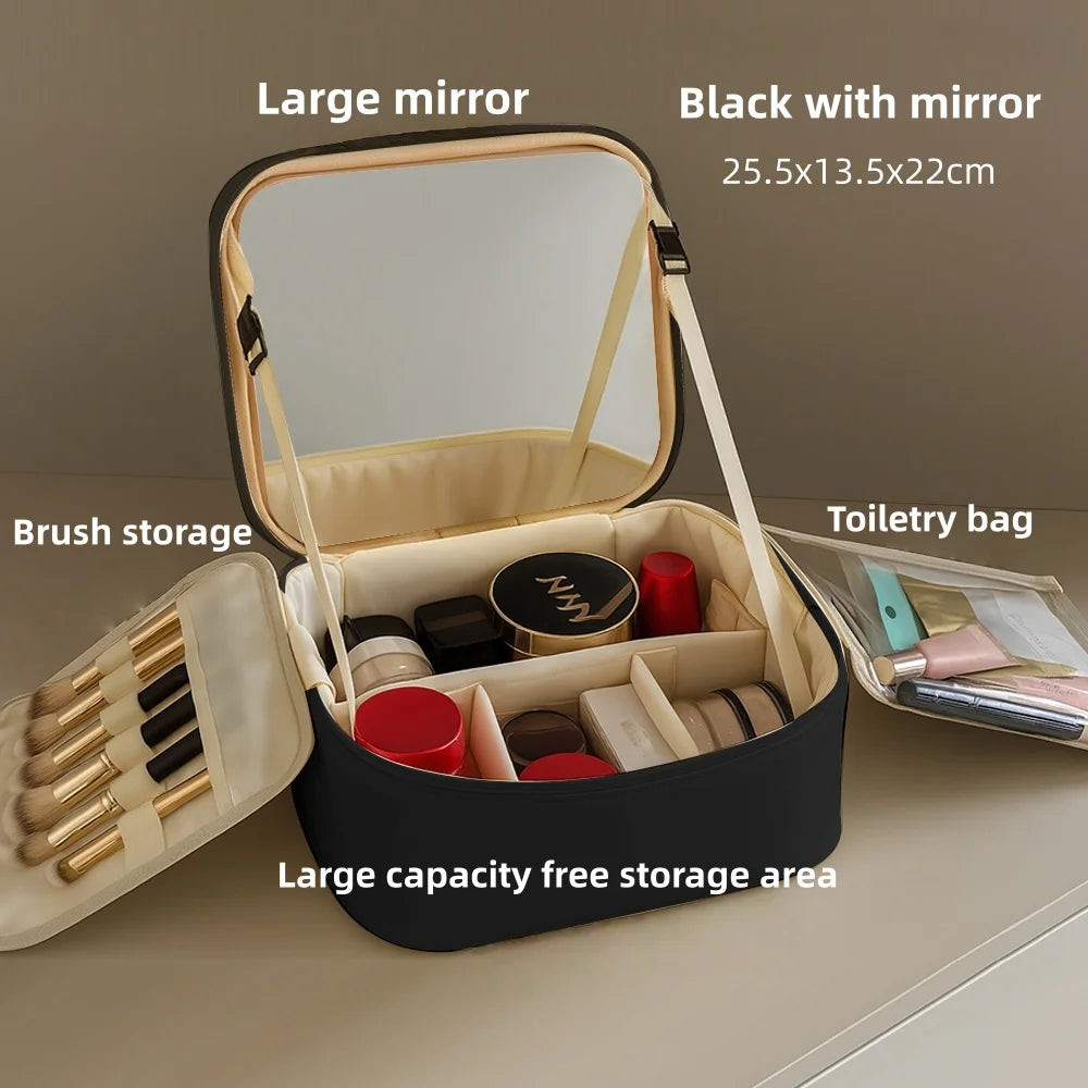 Makeup Bag With LED Mirror Large Capacity Bag and Organizer