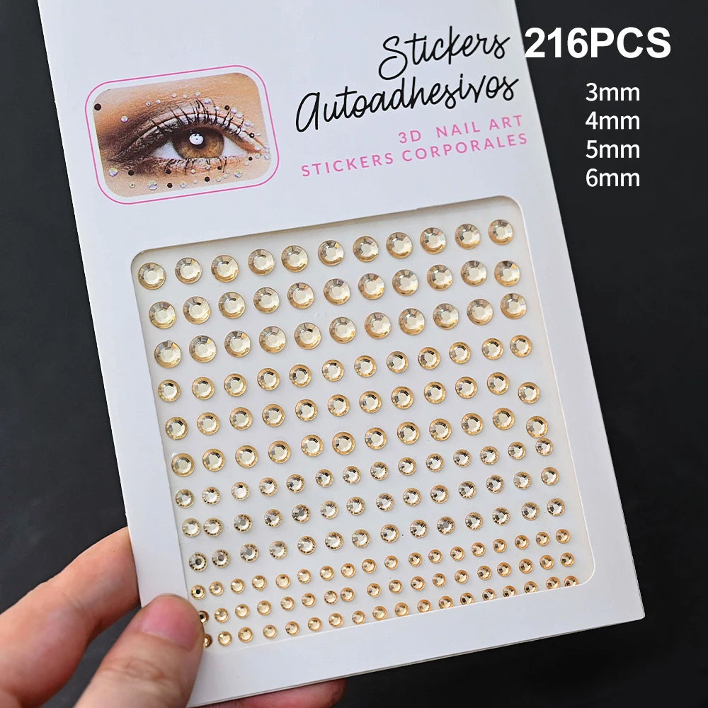 900pcs Face Gem Stickers Self Adhesive Waterproof