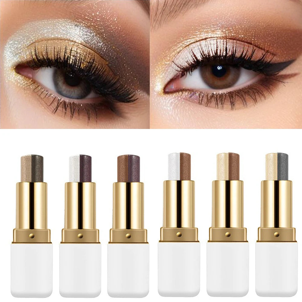 Double Color Eyeshadow Stick Glitter Highlight Shadow Stick Eye Makeup Waterproof