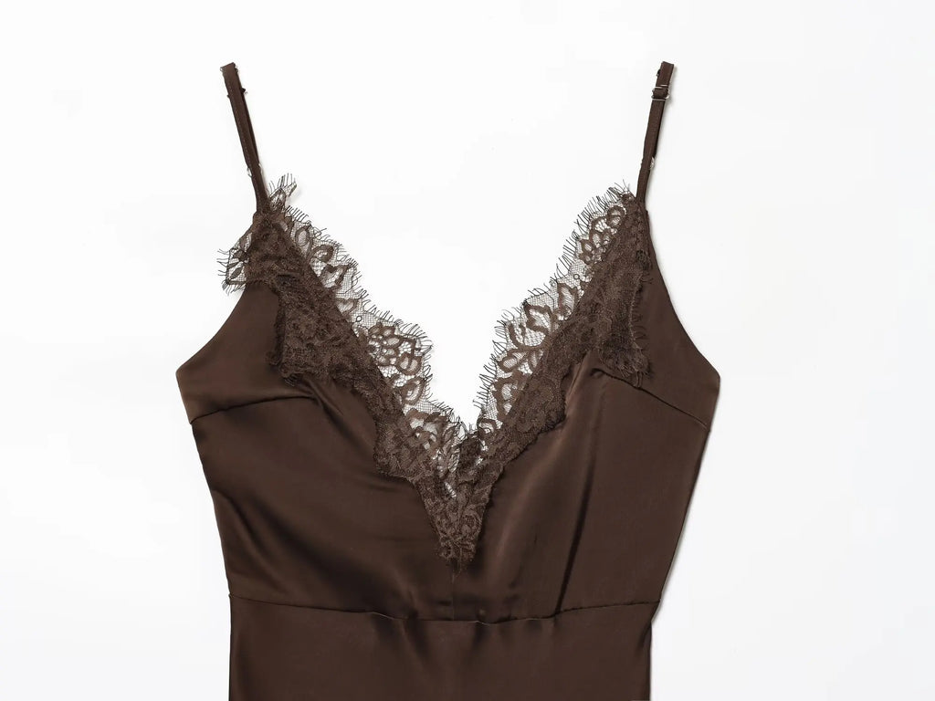 Women Lace Trim Cami Dress
