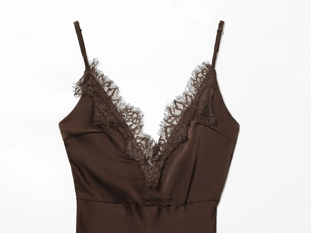 Women Lace Trim Cami Dress