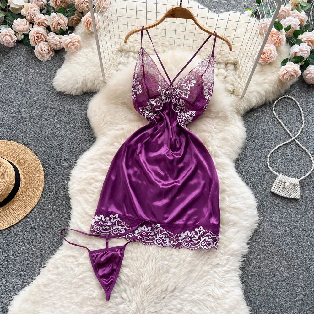 Sexy Lace Strap Jumpsuit Slim Fit Transparent Erotic Lingerie Catsuit