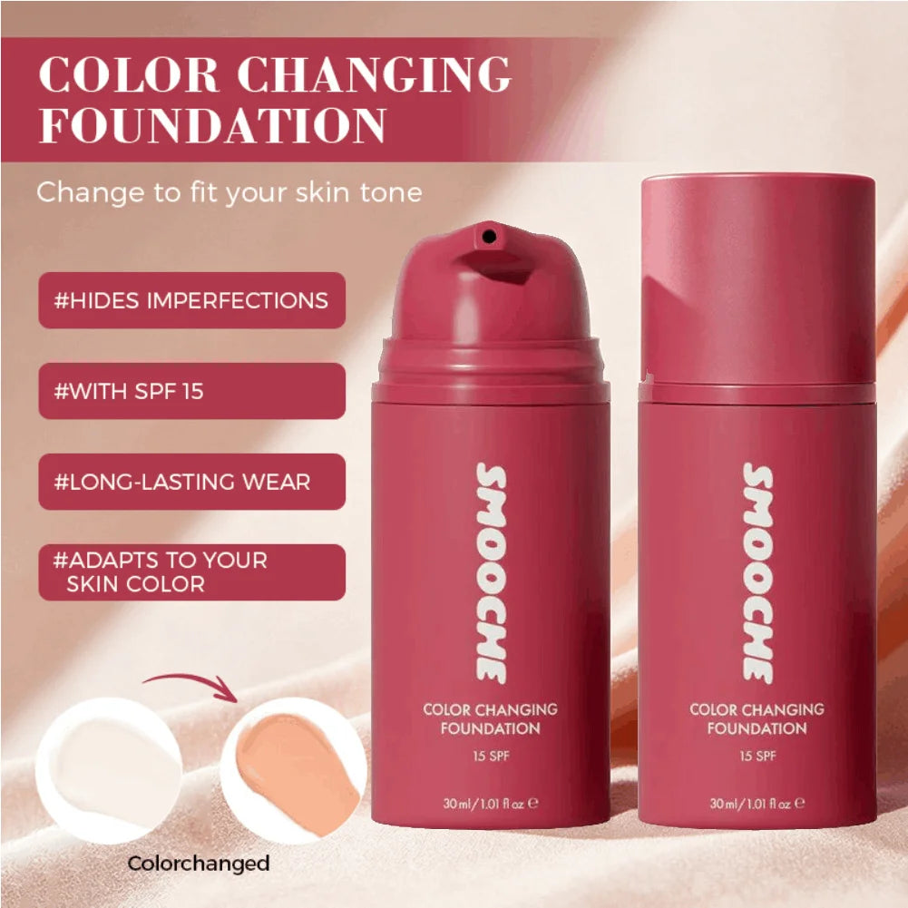 Smooche Color Changing Foundation Self-Adjusting Shade Long-Lasting Makeup