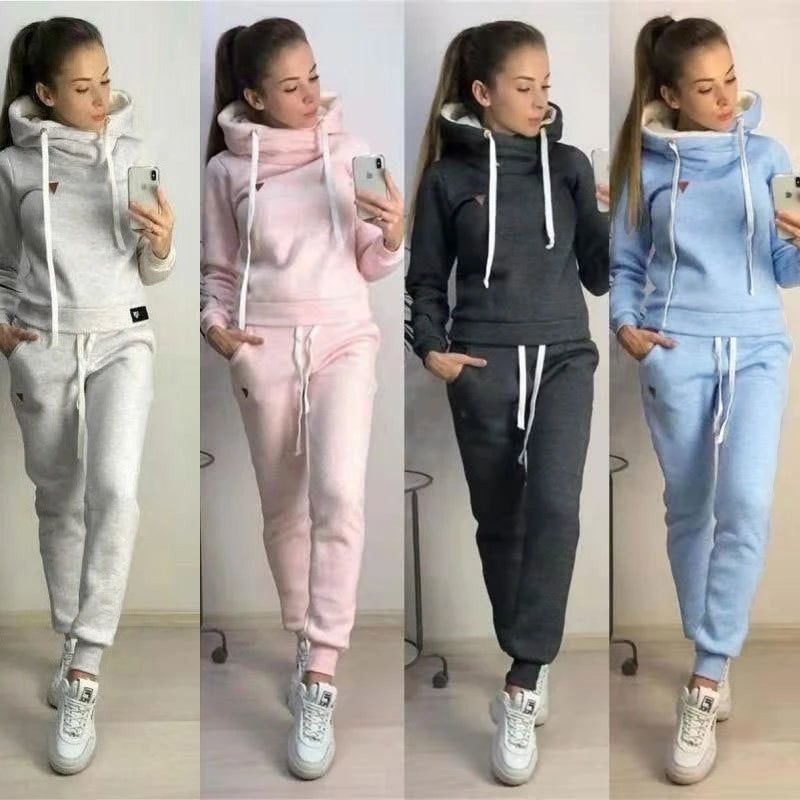 Women Tracksuit Casual Hoodies Sweatshirt Pant Set Lounge Wear