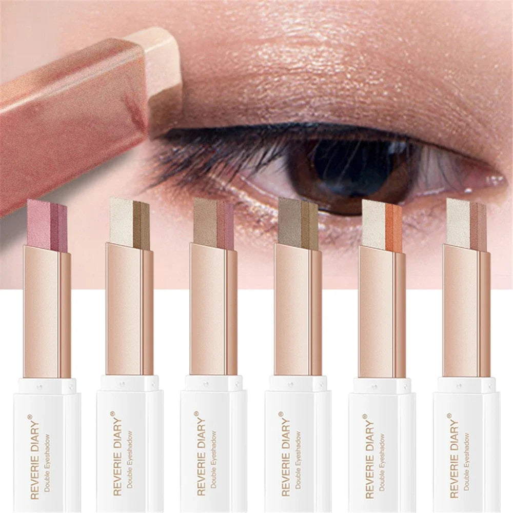 1Pcs Professional 2 In 1 Double Color Velvet Eye Shadow Stick Waterproof