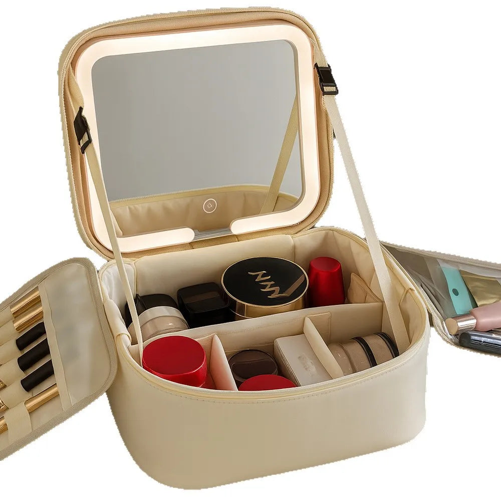 Makeup Bag With LED Mirror Large Capacity Bag and Organizer