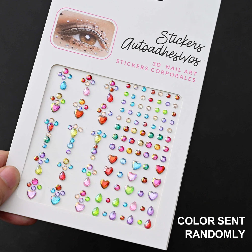 900pcs Face Gem Stickers Self Adhesive Waterproof