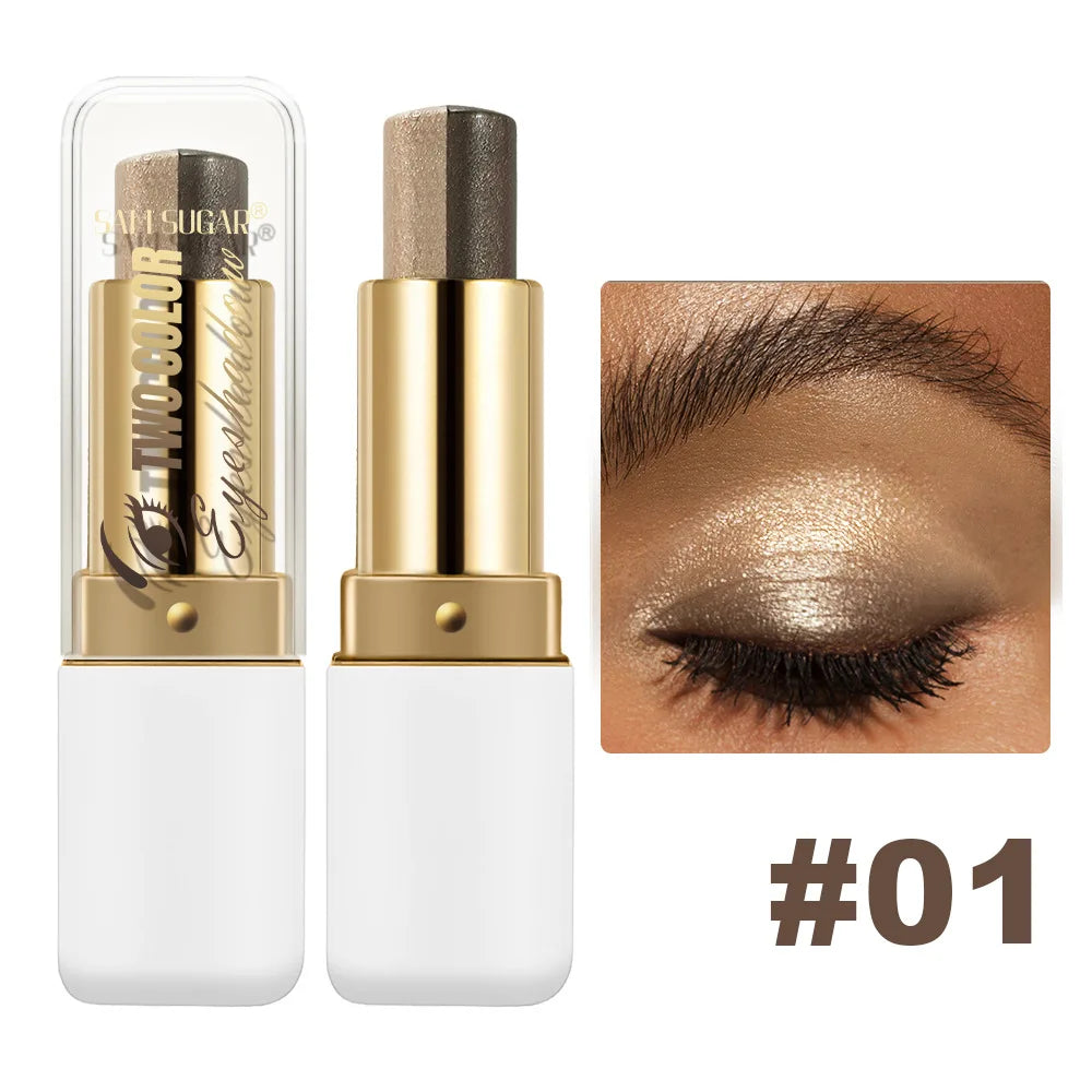 Double Color Eyeshadow Stick Glitter Highlight Shadow Stick Eye Makeup Waterproof