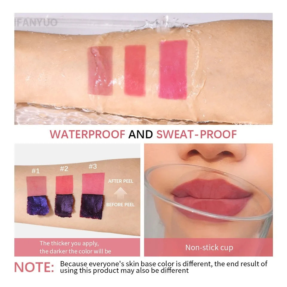 Peel Off Tattoo Lipgloss Waterproof Liquid Matte Lip Tint Tear-off Lip Stain