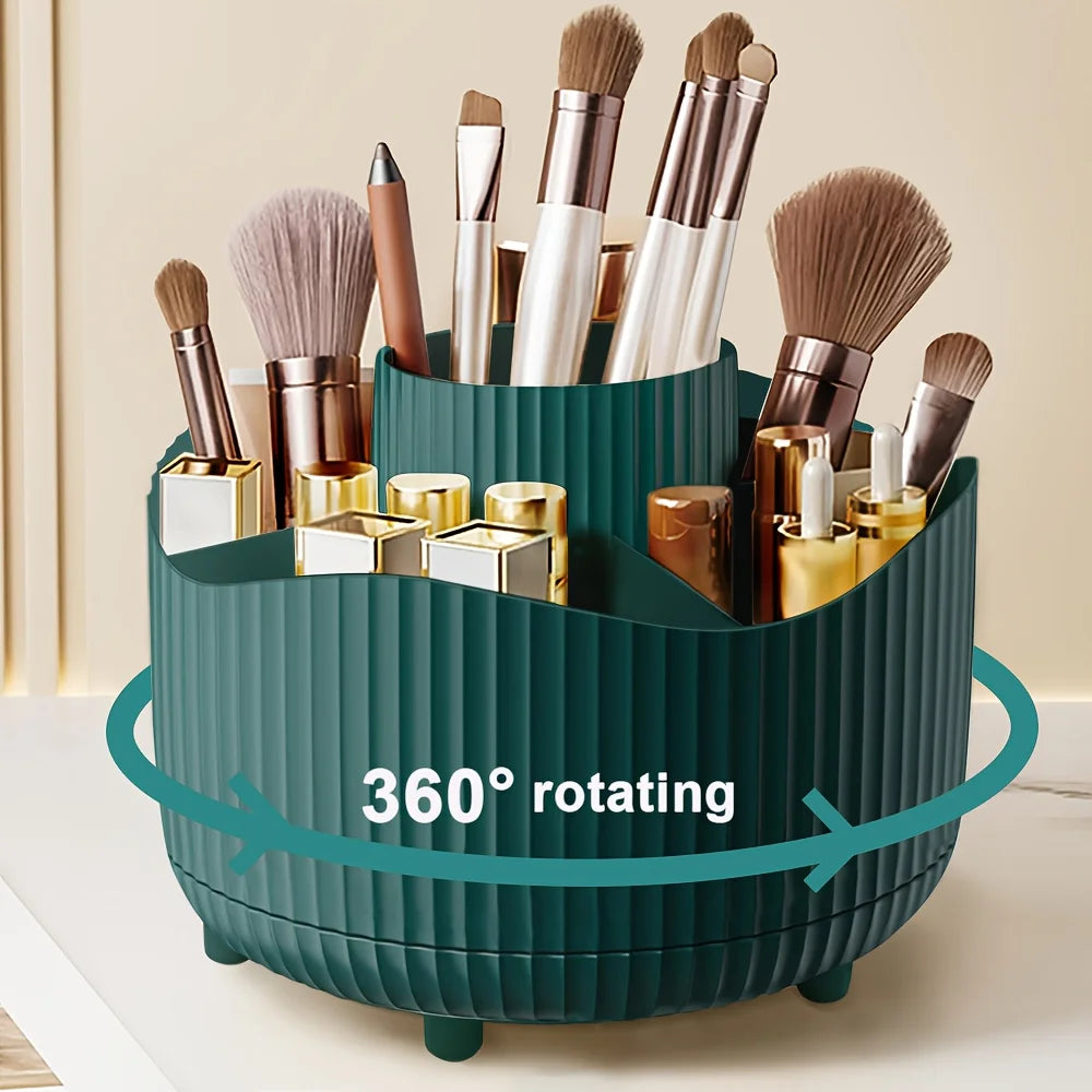 Desktop Rotating Makeup Organizer Cosmetics Storage Box Slot Makeup Versatile Holder for Brushes