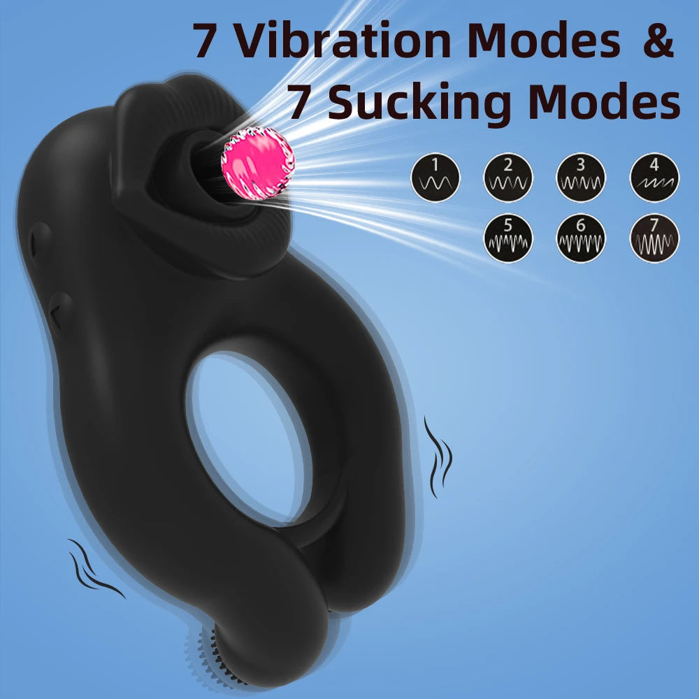 7 Frequency Sucking Vibrator,Penis Ring Clit Sucker