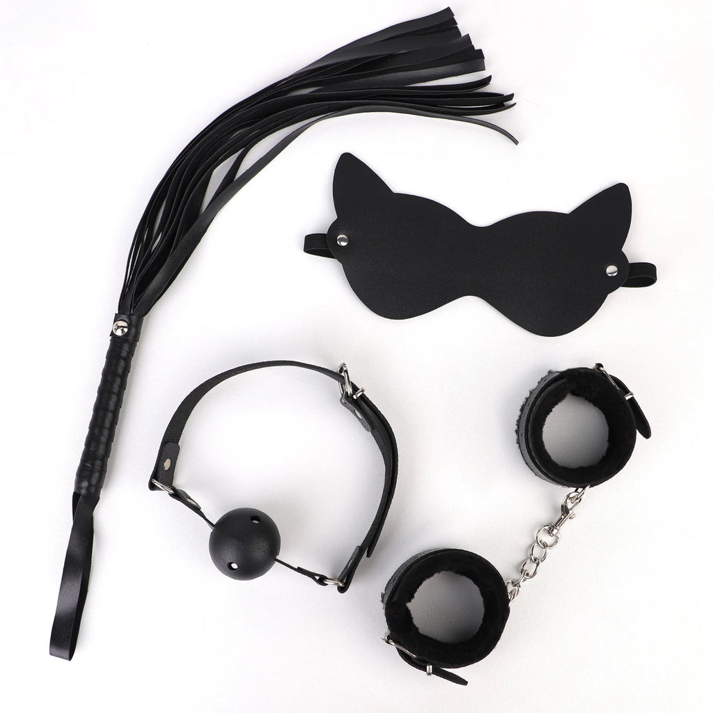 4pcs/Set Erotic Sex Toys Couples Games PU Leather Bondage BDSM Kit ﻿