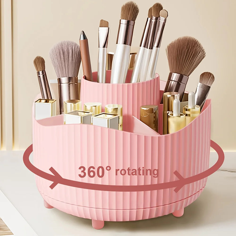 Desktop Rotating Makeup Organizer Cosmetics Storage Box Slot Makeup Versatile Holder for Brushes