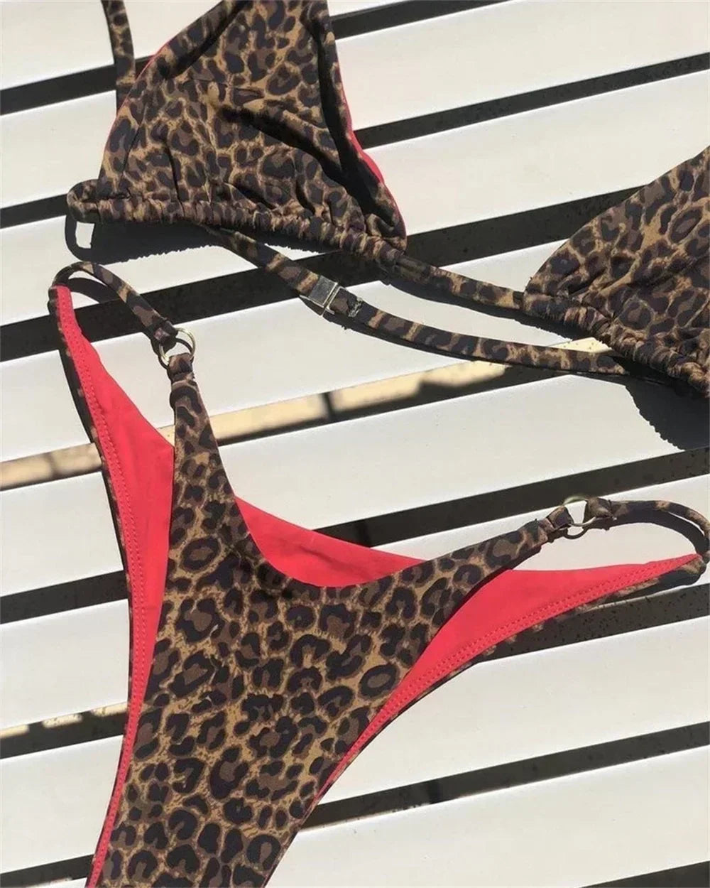 Sexy String Bikini Leopard Print Triangle Thong Brazilian Beach Bathing Suit