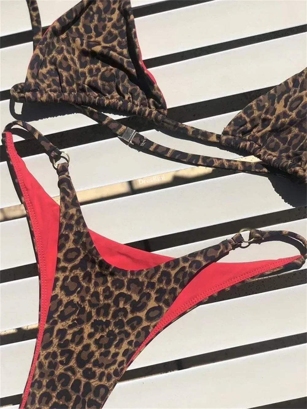 Sexy String Bikini Leopard Print Triangle Thong Brazilian Beach Bathing Suit