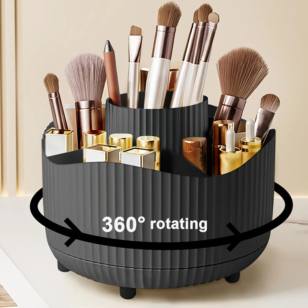 Desktop Rotating Makeup Organizer Cosmetics Storage Box Slot Makeup Versatile Holder for Brushes