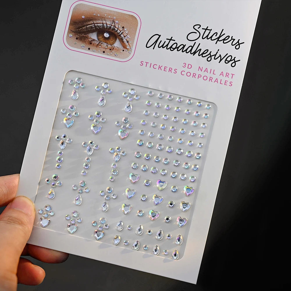900pcs Face Gem Stickers Self Adhesive Waterproof