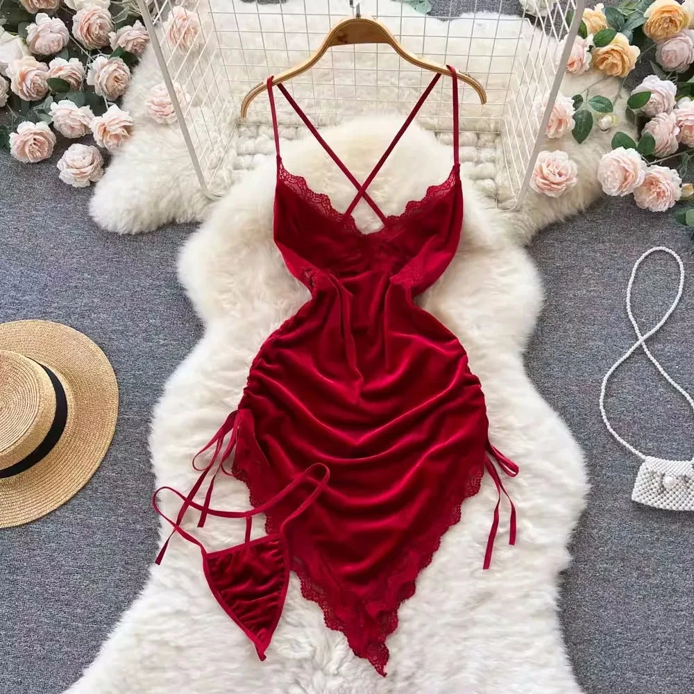 Sexy Lace Strap Jumpsuit Slim Fit Transparent Erotic Lingerie Catsuit