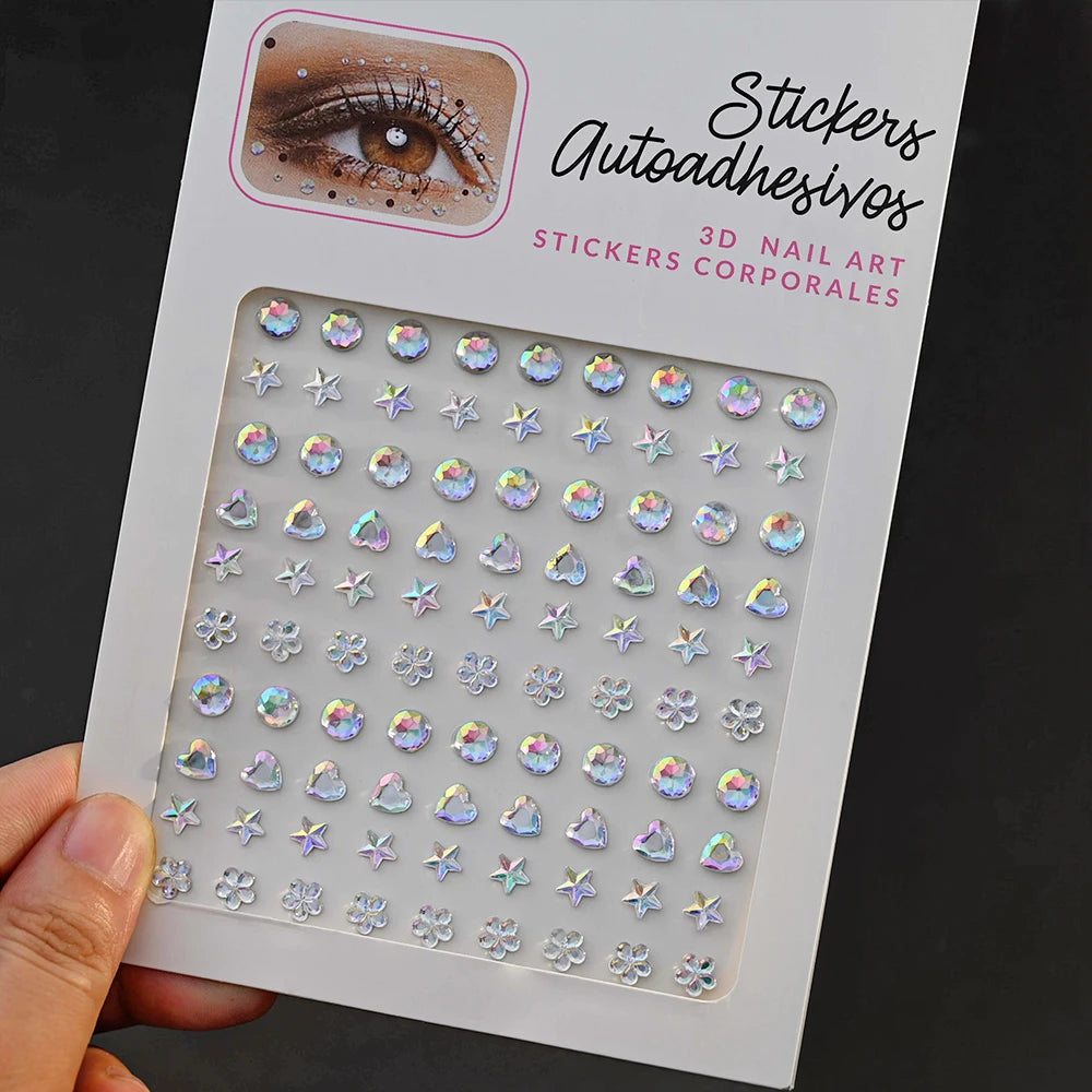 900pcs Face Gem Stickers Self Adhesive Waterproof