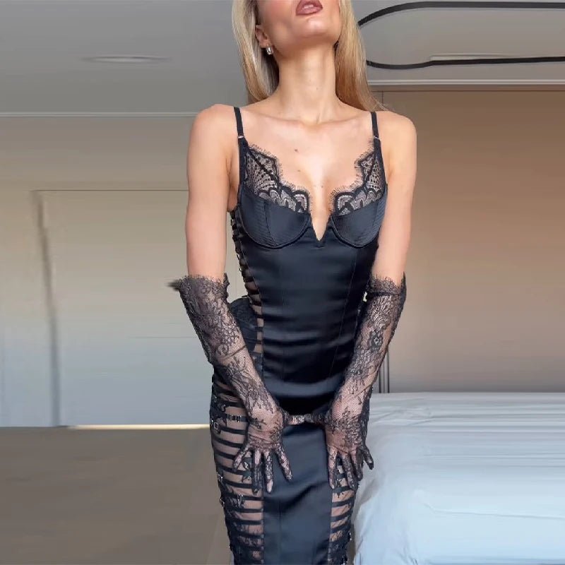 Sexy Lace Black High End Satin Slim Fit
